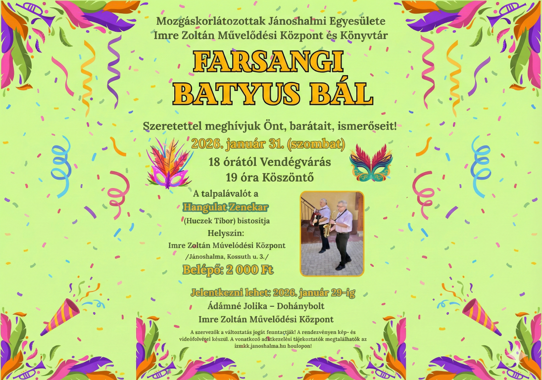 Itt a farsangi szezon: Batyus Bálra hív a Mozgáskorlátozottak Egyesülete!